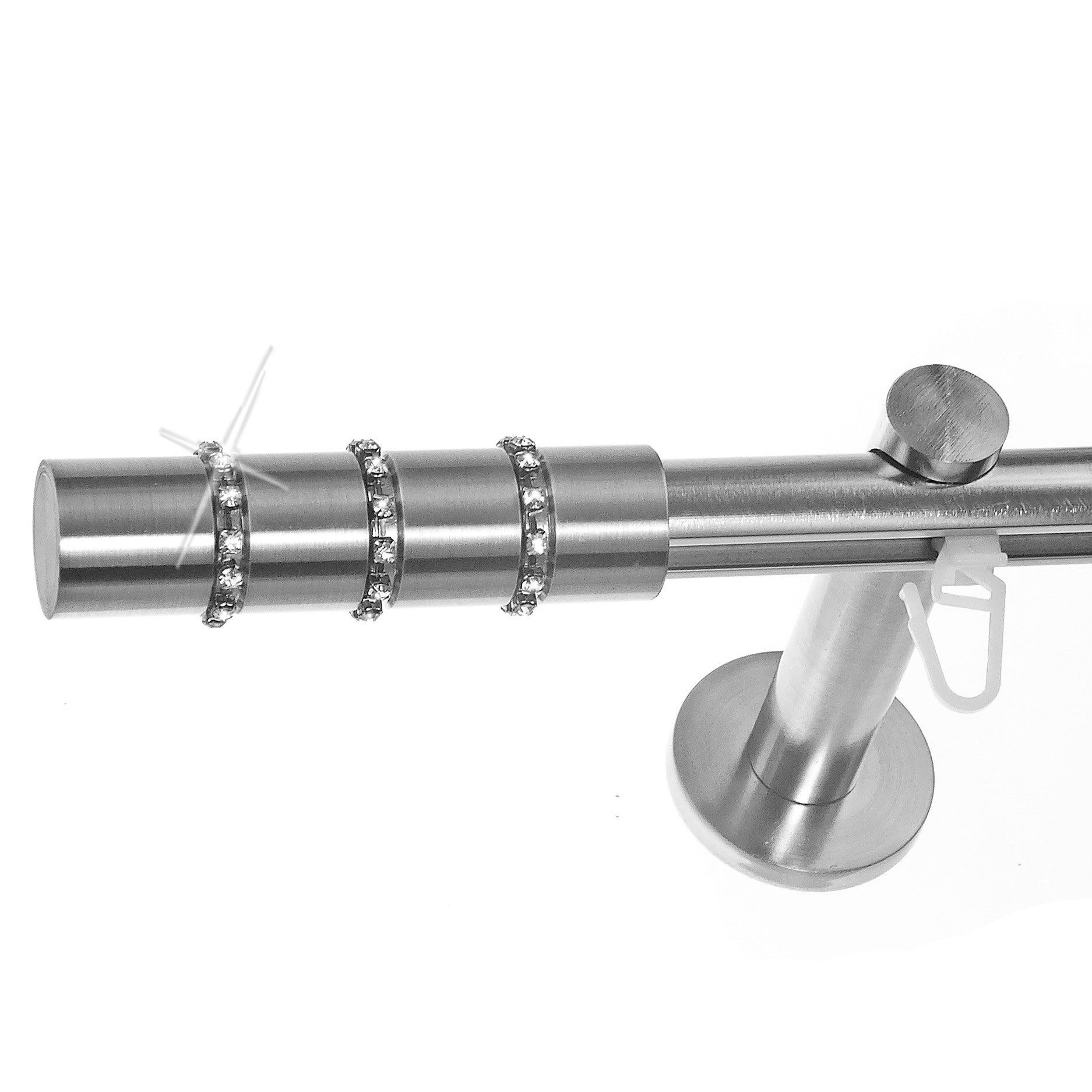BASIT Gardinenstange Innenlauf 16 mm mit Wandträgern 160 cm E25, Ø 16 mm, 1-läufig, verschraubt, Aluminium, H70 160 cm E25 Kristall