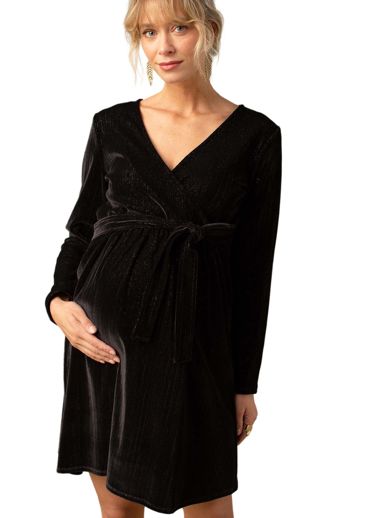 Minikleid Wickelkleid aus Velours für Schwangerschaft