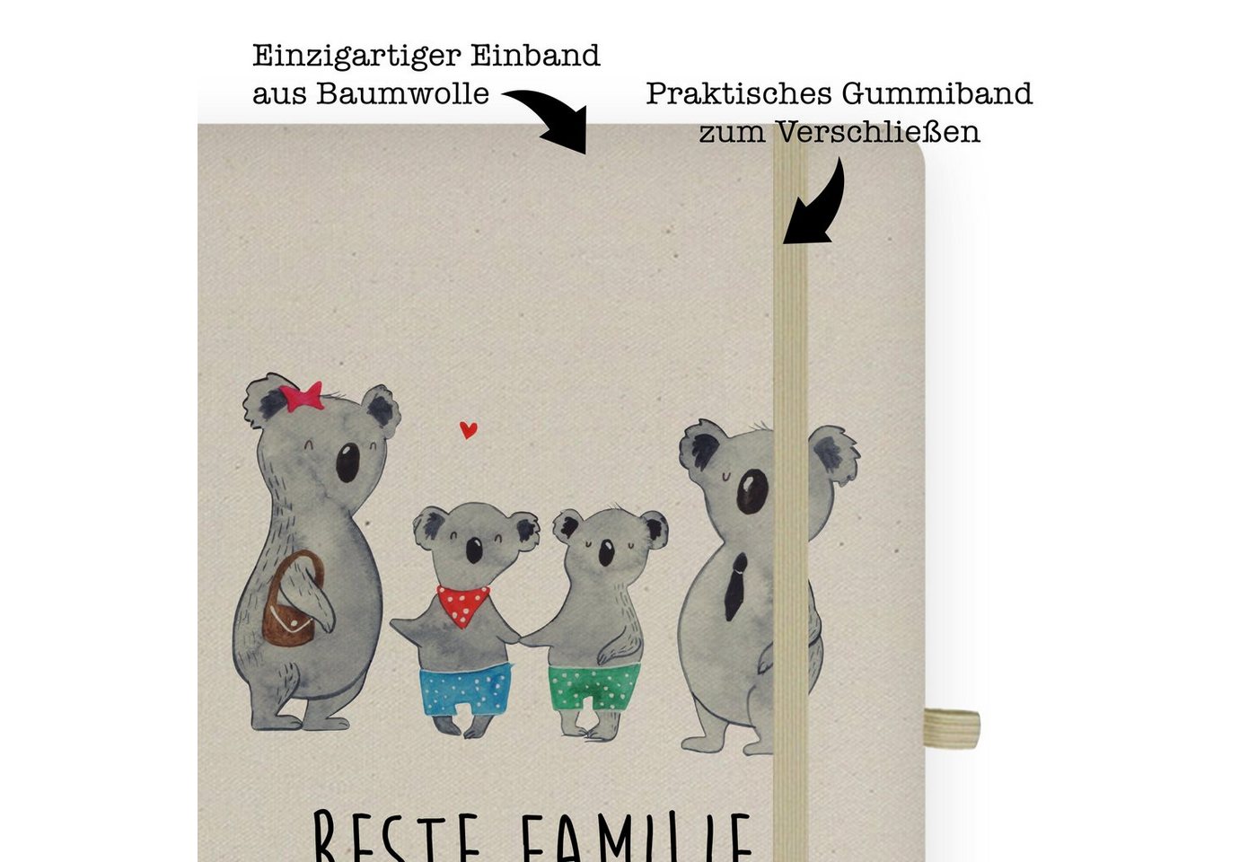 Thumbnail - Mr. & Mrs. Panda Notizbuch Koala Familie zwei - Transparent - Geschenk, Eintragebuch, Koalabär, Mr. & Mrs. Panda, Kreati...