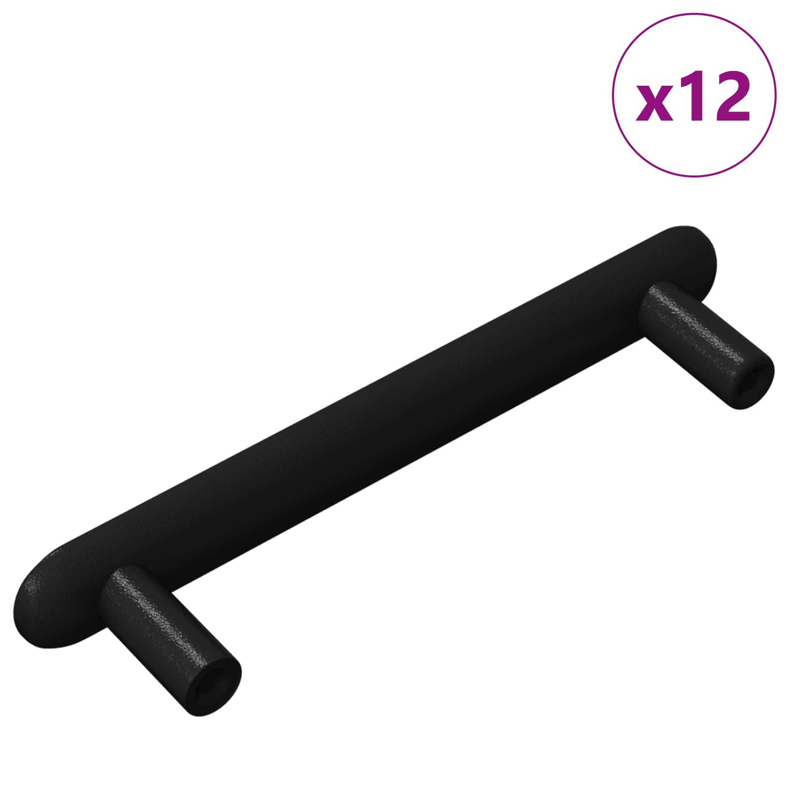 vidaXL Möbelgriff Schrankgriff 12 stk. Schwarz 121 x 16.6 x 28.3 mm Eisen (12-St)