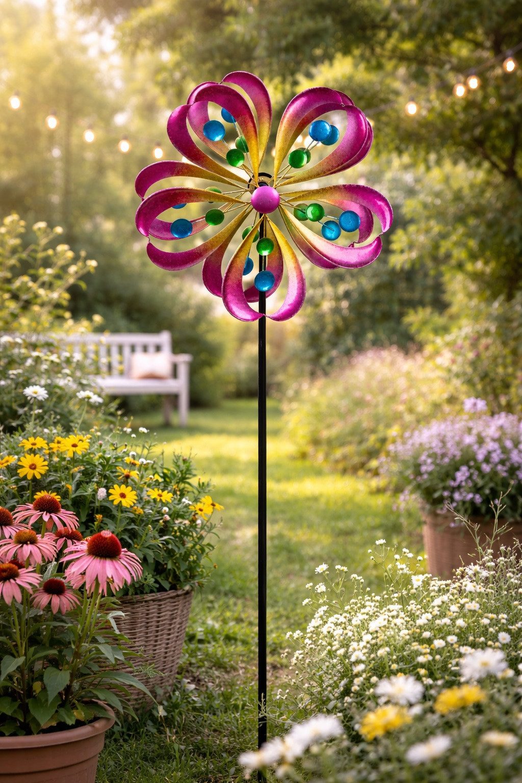 formano Windrad Formano Windrad Gartenstecker Metall 128 cm beidseitig bunt