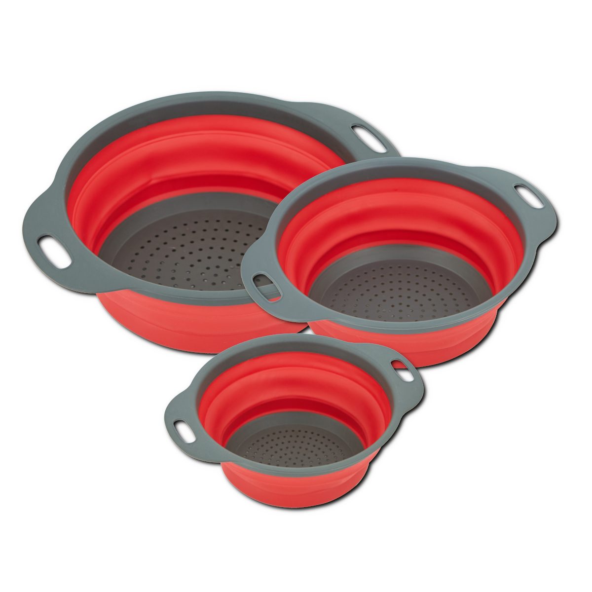 HOOZ Seiher 3x faltbares Sieb aus Silikon Quadratisch, Silikon, (Set, 3-St., 3-Fach), ausziehbar