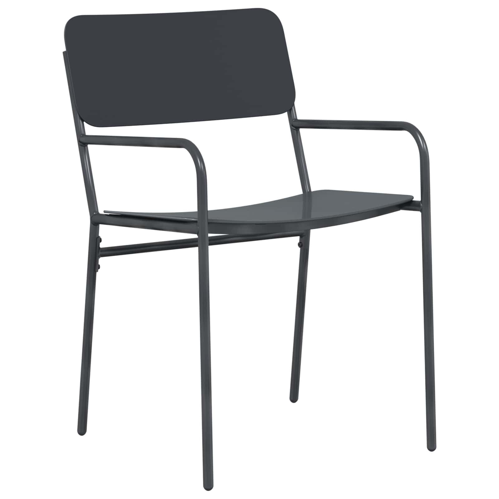 vidaXL Gartenstuhl Gartenstühle 2 Stk. Anthrazit Stahl (2 St)