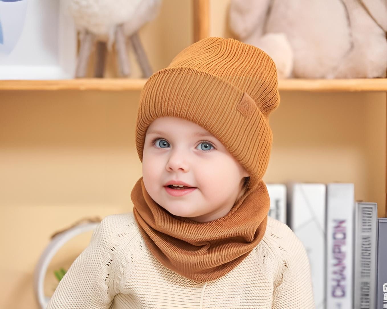 Diyarts Beanie (Vielseitiges Baby-Set, Kindermütze, 2-St., Kuschelige Eleganz für Kleine, Kinder) Leicht & Atmungsaktiv, Doppellagiges Acryl-Design, Wintermütze – Bild 3 von 4