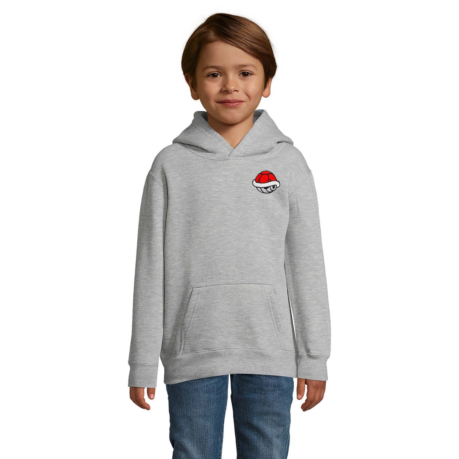 Blondie & Brownie Hoodie Kinder Hoodie mit rotem Schildkrötenpanzer als Brustpatch (Einzelartikel) Gamer Shell Junior