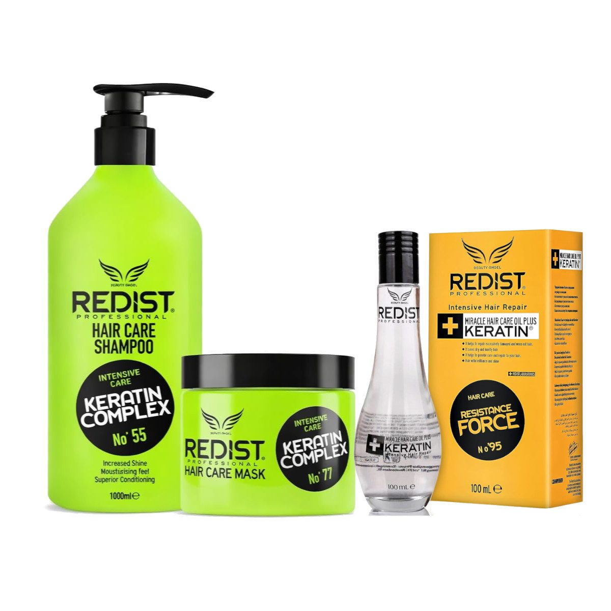 Redist Haarpflege-Set Keratin Pflege-Set - Shampoo + Haarkur + Haaröl, Spar-Set, 3-tlg.