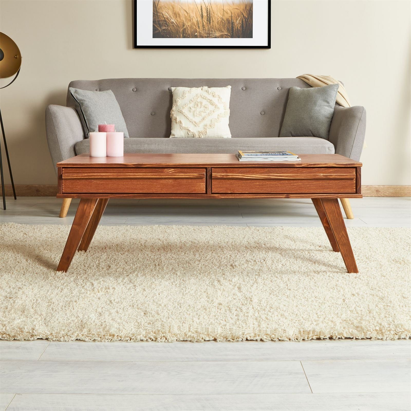 IDIMEX Couchtisch JONA, Couchtisch Beistell Sofa Tisch 2 Schubladen Kiefer günstig online kaufen