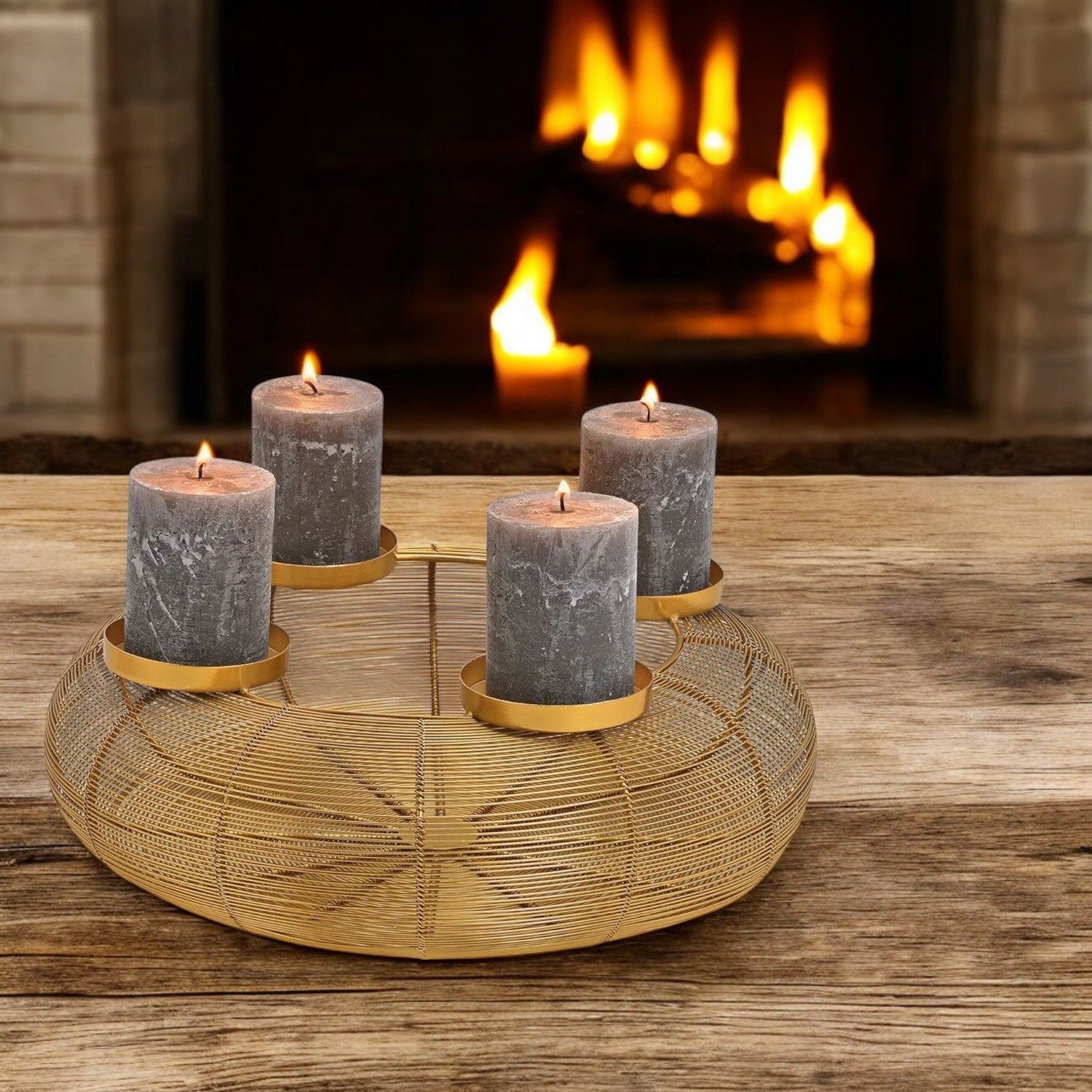 Macosa Home Adventskranz Silber Gold od. Schwarz Metall 38 cm modern, Elega günstig online kaufen