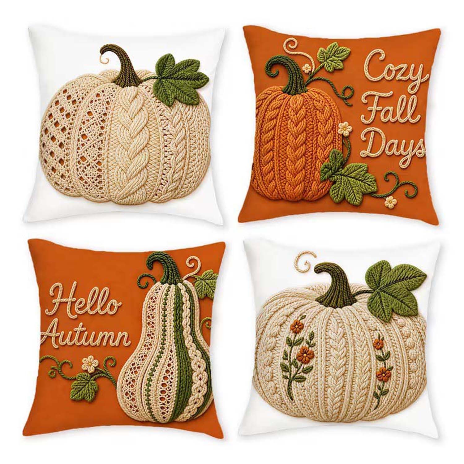 Bomiclss Kissenhüllen 4er-Set 2D Flachdruck Herbst Cartoon Halloween Kissenbezüge, (4 Stück)
