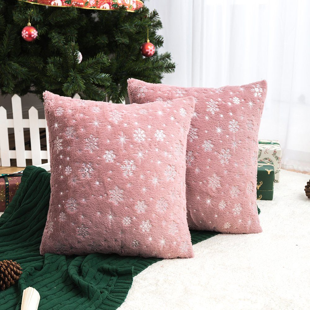 BTTO Kissenbezüge Kissenbezüge weihnachten 45x45cm,Schneeflocke/Baum Kissenhüllen, (1 Stück), Zierkissenbezug,Plush,für Weihnachten Dekor Schlafzimmer Wohnzimmer