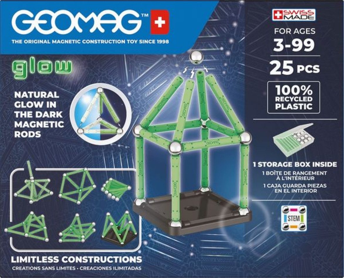 Geomag™ Lernspielzeug 60 tlg. magnetisches Konstruktionsspielzeug. Schwerkraft + Magnetismus (25-St), Kombinierbar mit anderen Sets der Reihe Classic und Panels