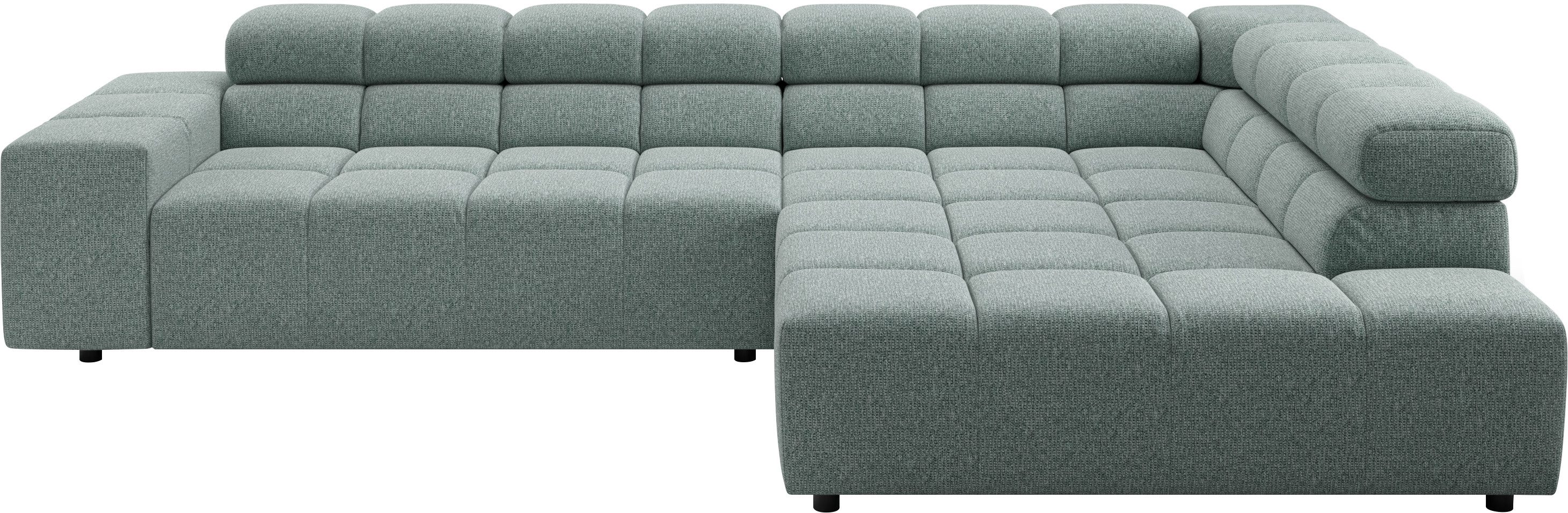Home affaire Ecksofa Ancona, Ecksofa, incl. Kopfteilverstellung, Breite 319 cm, L-Form, wahlweise elektrische Sitztiefenverstellung