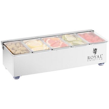 Royal Catering Aufbewahrungssystem Zutatenbehälter Aufsatzboard Zutatenbehälter Edelstahl 5 x 0,4 l mit, Edelstahl, Kunststoff (Polypropylen)