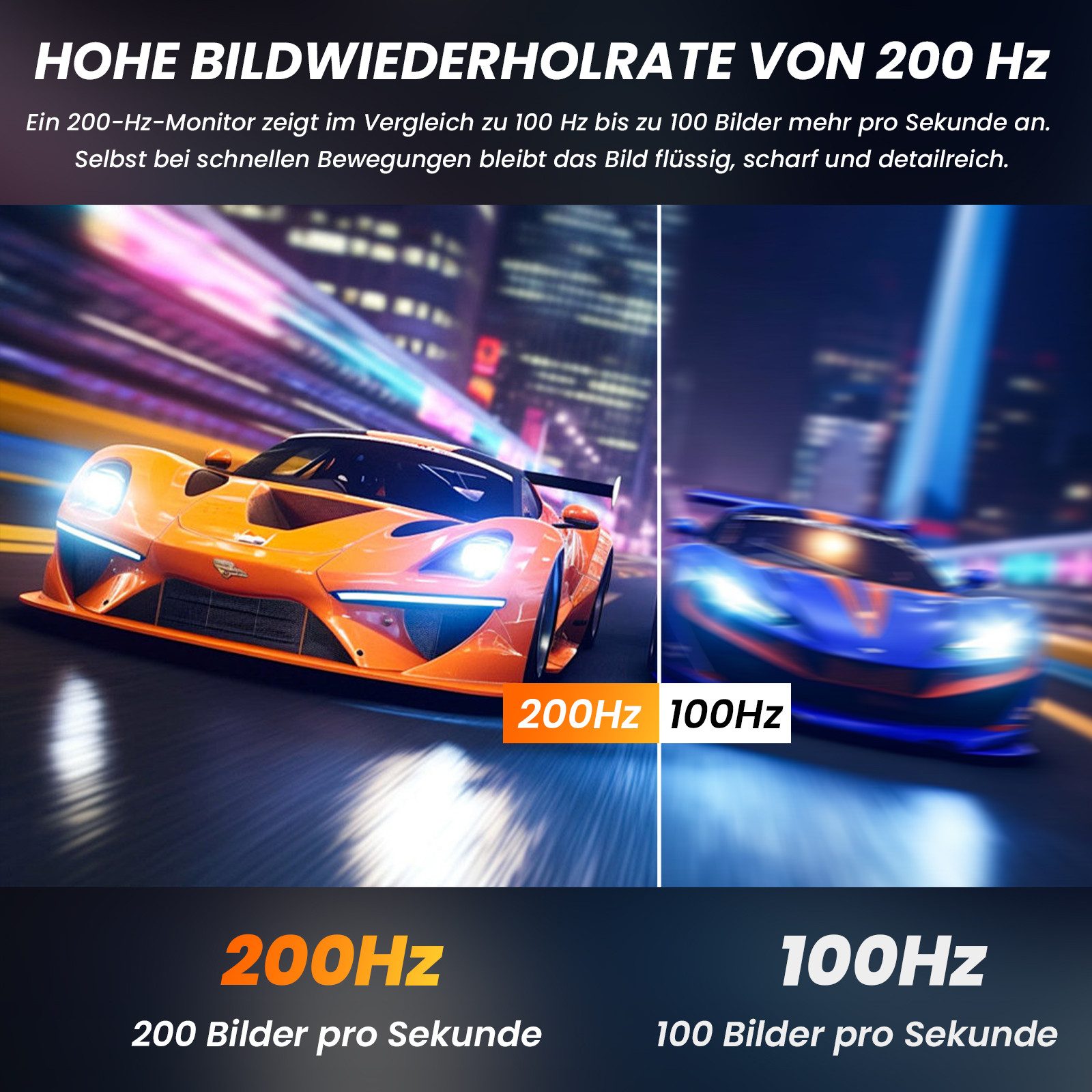 LXZ 24.5 Zoll, FHD 1080p, Fast IPS Panel, 200Hz Gaming-Monitor (63 cm/24.5 ", 1920 x 1080 px, FHD, 1 ms Reaktionszeit, 200 Hz, LED, 200Hz, HDR 10, Integrierten Lautsprecher, FreeSync & G-Sync)
