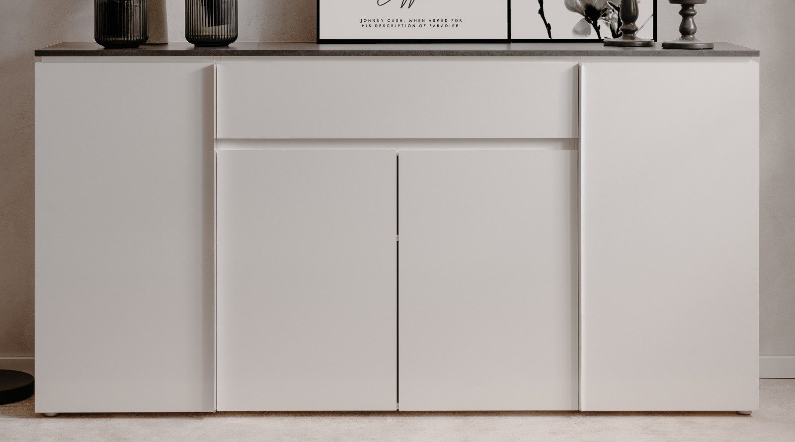 Furn.Design Sideboard Briec (Kommode in weiß Glanz mit grau, 4-türig, 178 x günstig online kaufen
