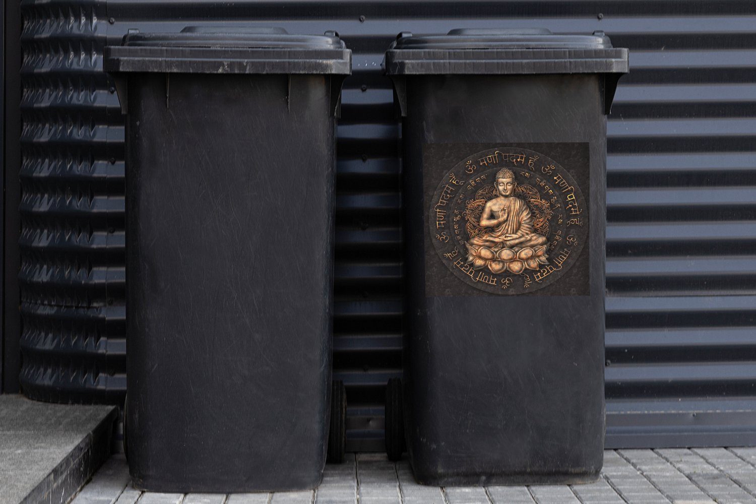 MuchoWow Wandsticker Buddha - Meditation Mülleimer-aufkleber, - - Spirituell Mülltonne, Abfalbehälter - Sticker, Kupfer (1 Mantra Container, St)