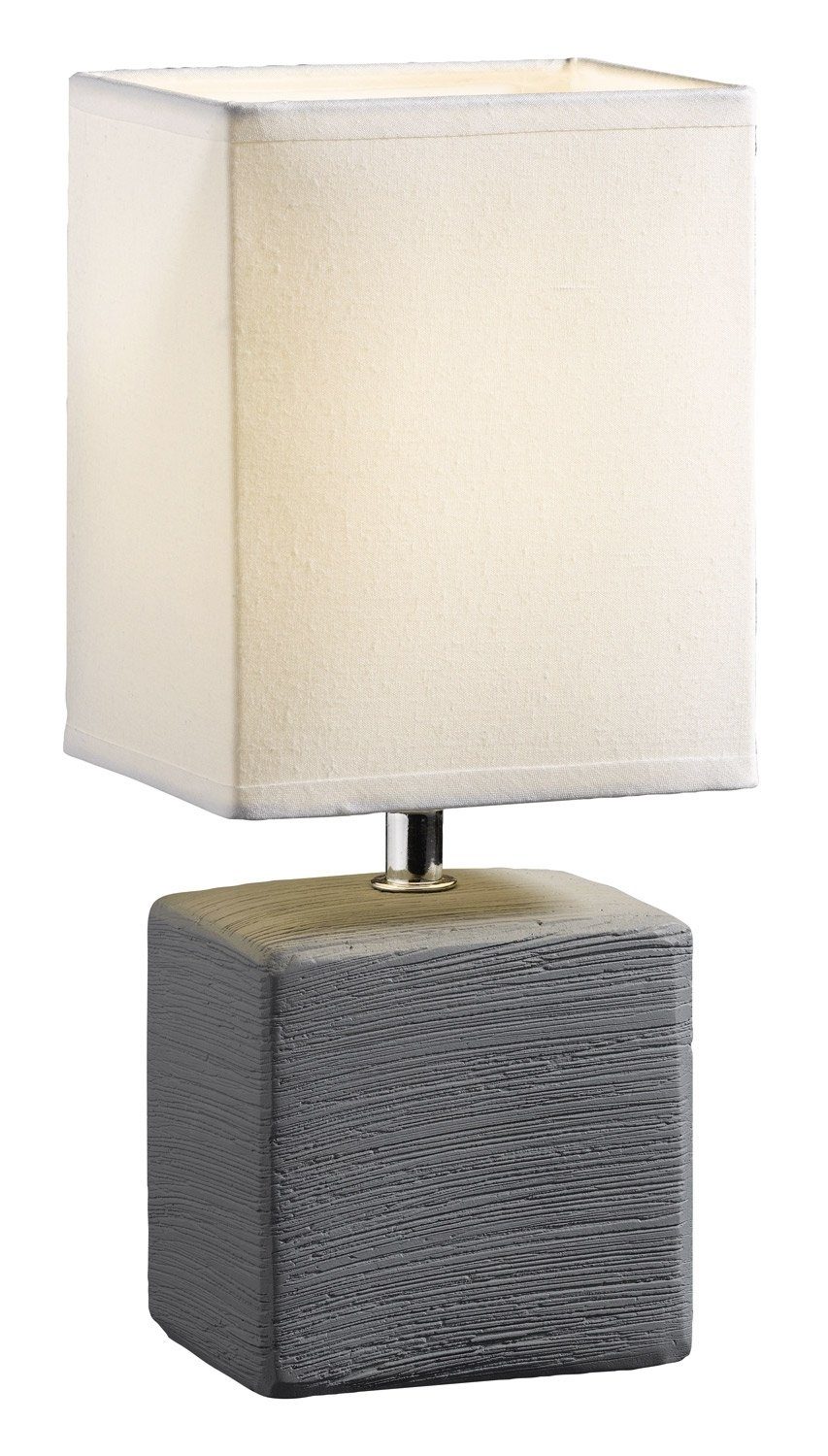 casa NOVA Tischleuchte BARNI, 1-flammig, H 29 cm, Grau, Weiß, Keramik, ohne Leuchtmittel, Stoffschirm | Tischlampen