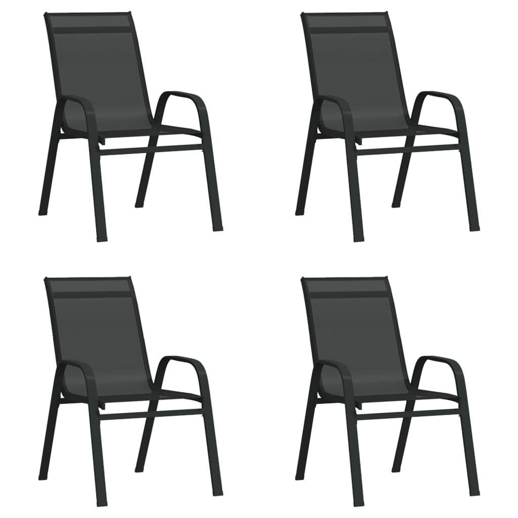 furnicato Gartenstuhl Stapelbare Gartenstühle 4 Stk. Schwarz Textilene
