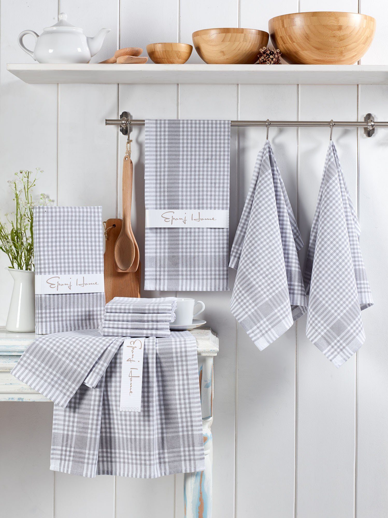 L'Essentiel Maison Handtuch Set Pflegeleichte Baumwoll-Qualität, %100 Baumwolle (Set, 10-St), 10er Set Vorteilspack, Küche & Bad, weich & schnelltrocknend