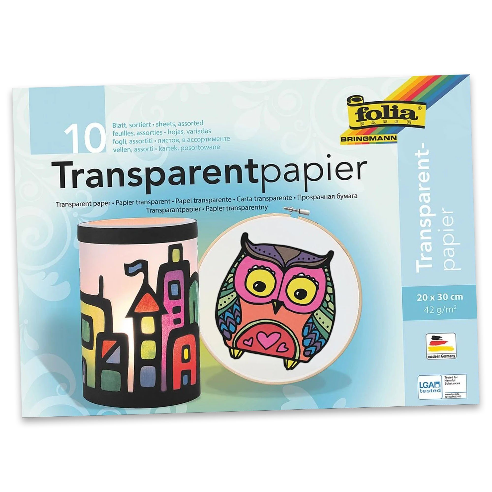 Transparentpapier folia Transparentpapier-Bastelheft, 200 x 300 mm, 10 Blatt