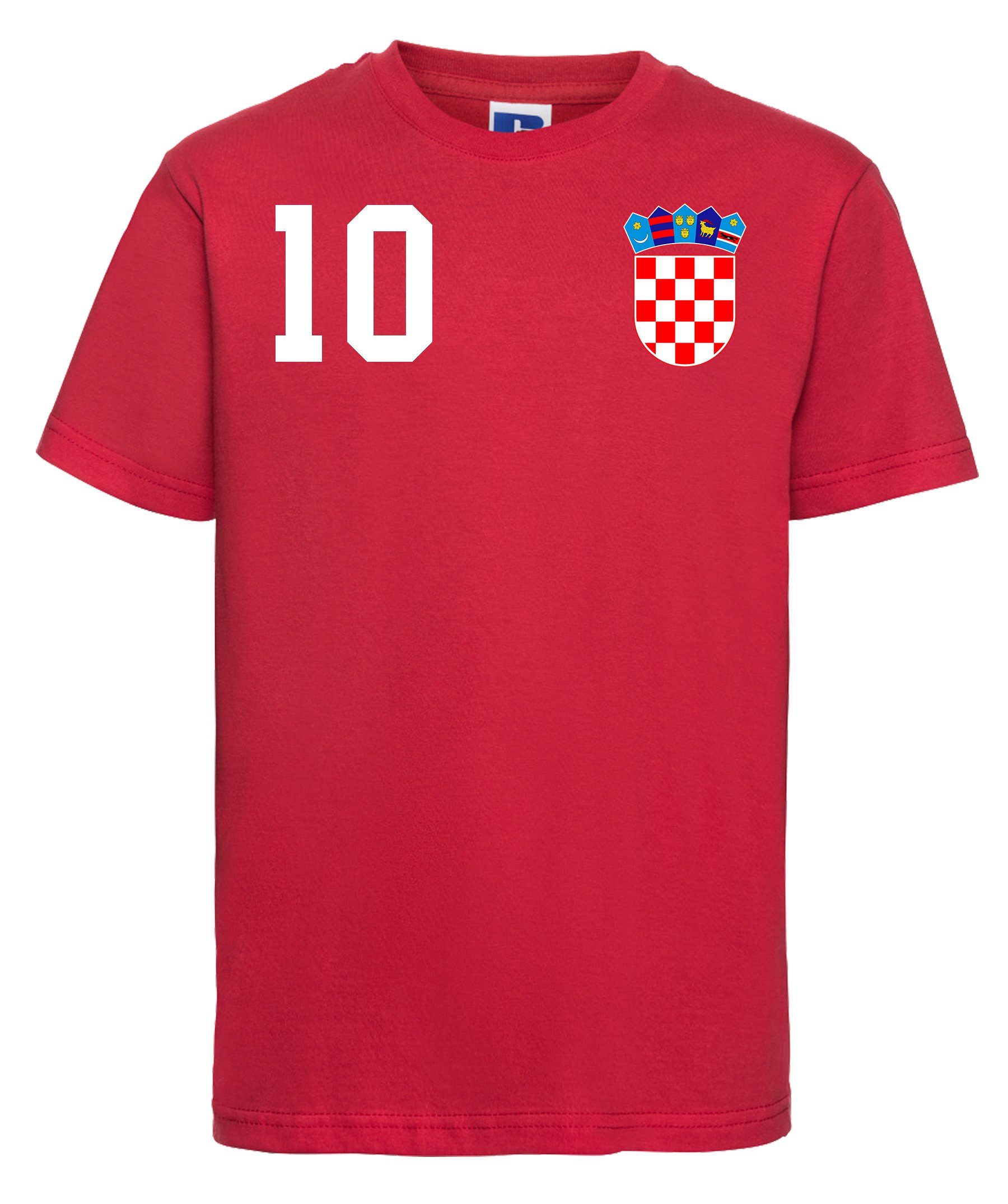 Youth Designz T-Shirt Kinder Trikot trendigem Motiv T-Shirt Rot Fußball Kroatien Look mit im