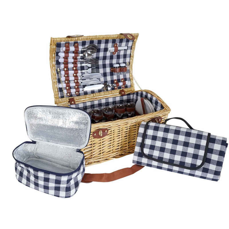 MCW Picknickkorb MCW-B23, Kühltasche und Picknickdecke mit Tragegriff