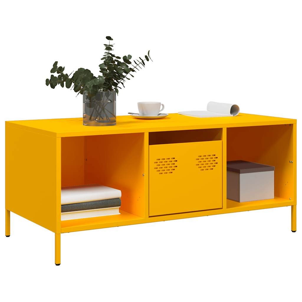vidaXL Couchtisch Couchtisch Senfgelb 101,5x50x43,5 cm Kaltgewalzter Stahl (1-St)