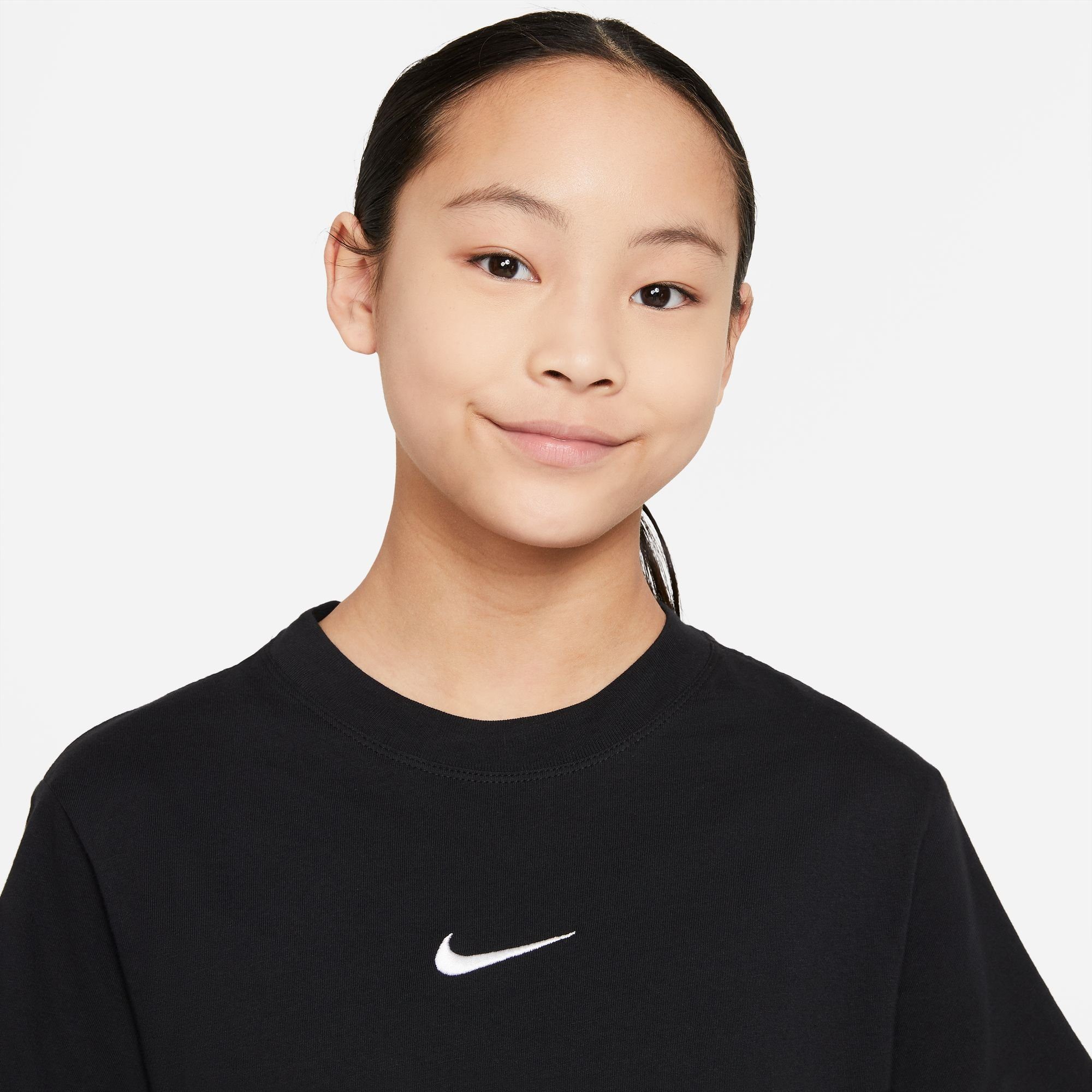 (GIRLS) KIDS' BIG T-Shirt Nike T-SHIRT BLACK/WHITE Sportswear