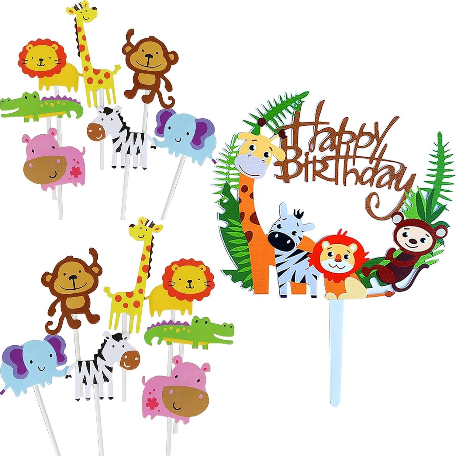 Dekohänger Cake Topper Zoo Tiere Safari Dschungel Party Geburtstag Mädchen Jungen