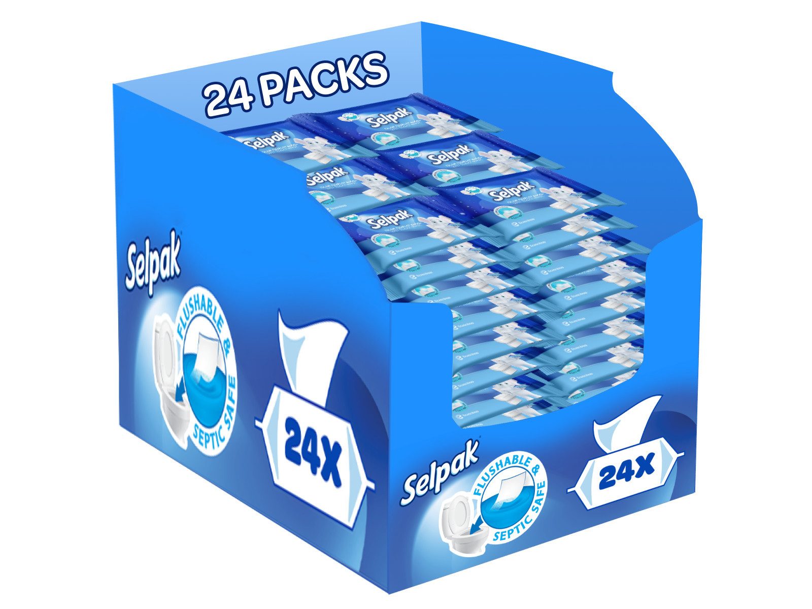 SELPAK feuchtes Toilettenpapier Plastikfrei 100% Reine Zellulose, 24 Packungen mit je 42 Tüchern, 1008-tlg.