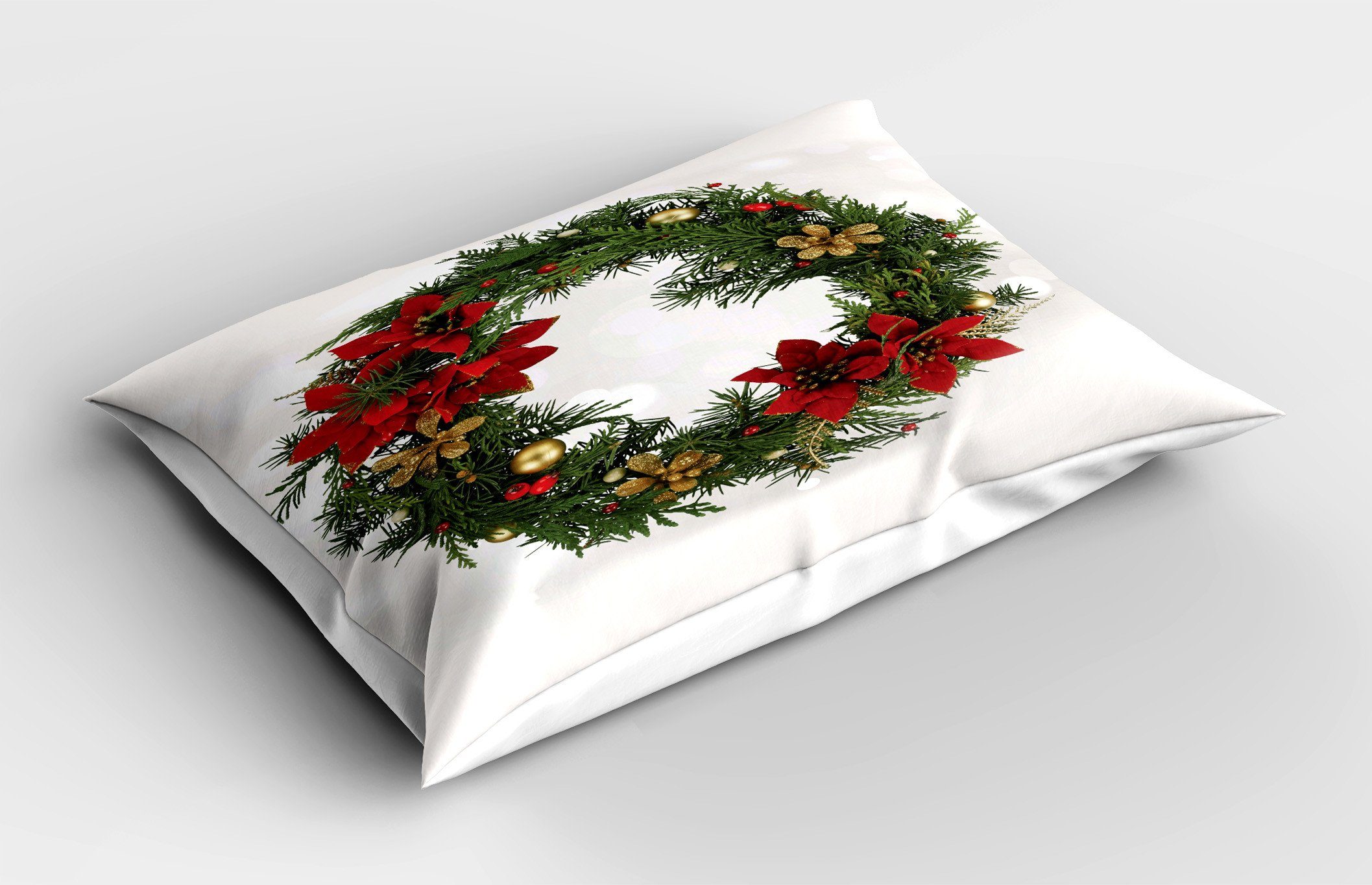 Size Kissenbezug, King Stück), Weihnachten Gedruckter Dekorativer Standard Poinsettia-Blüten Kissenbezüge Abakuhaus (1