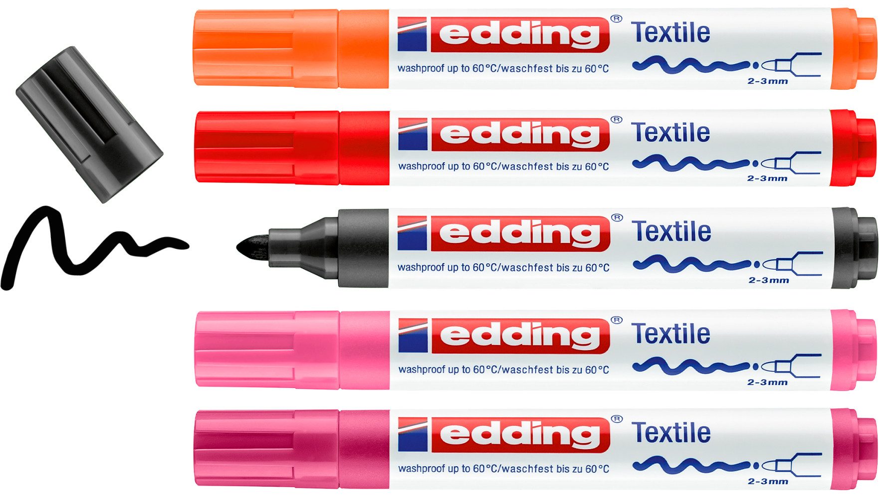 edding Textilmarker Textilmarker-Set Brilliant Colours 4500, 5er-Set