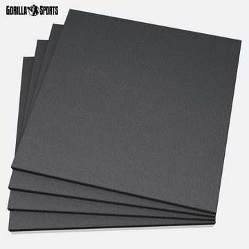 GORILLA SPORTS Bodenschutzmatte Einzeln oder 4er Set, 100x100cm, rutschfest, aus Gummi, Schwarz