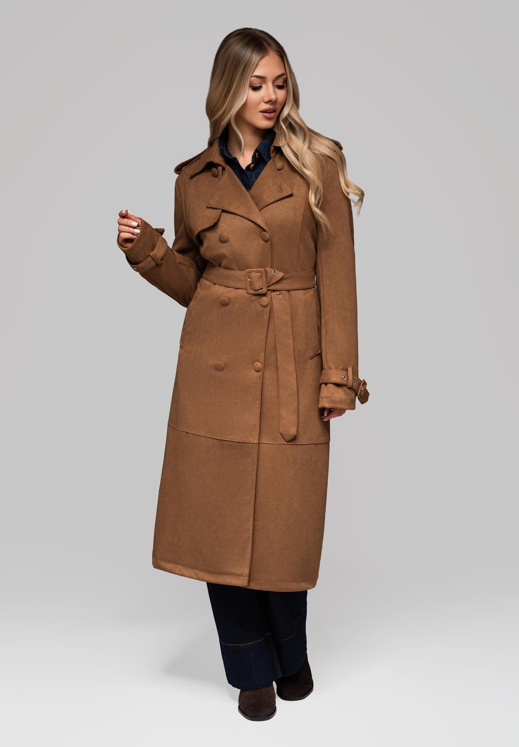 OMBRE Trenchcoat Eleganter Damen-Trenchcoat mit Gürtel Klassischer Damen-Trenchcoat