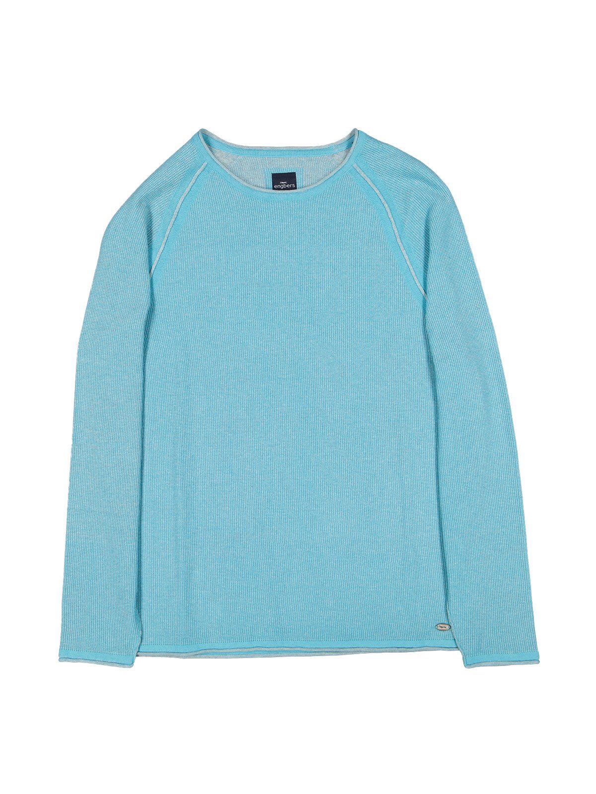 Engbers Rundhalspullover Herren Pullover uni, Mittelblau