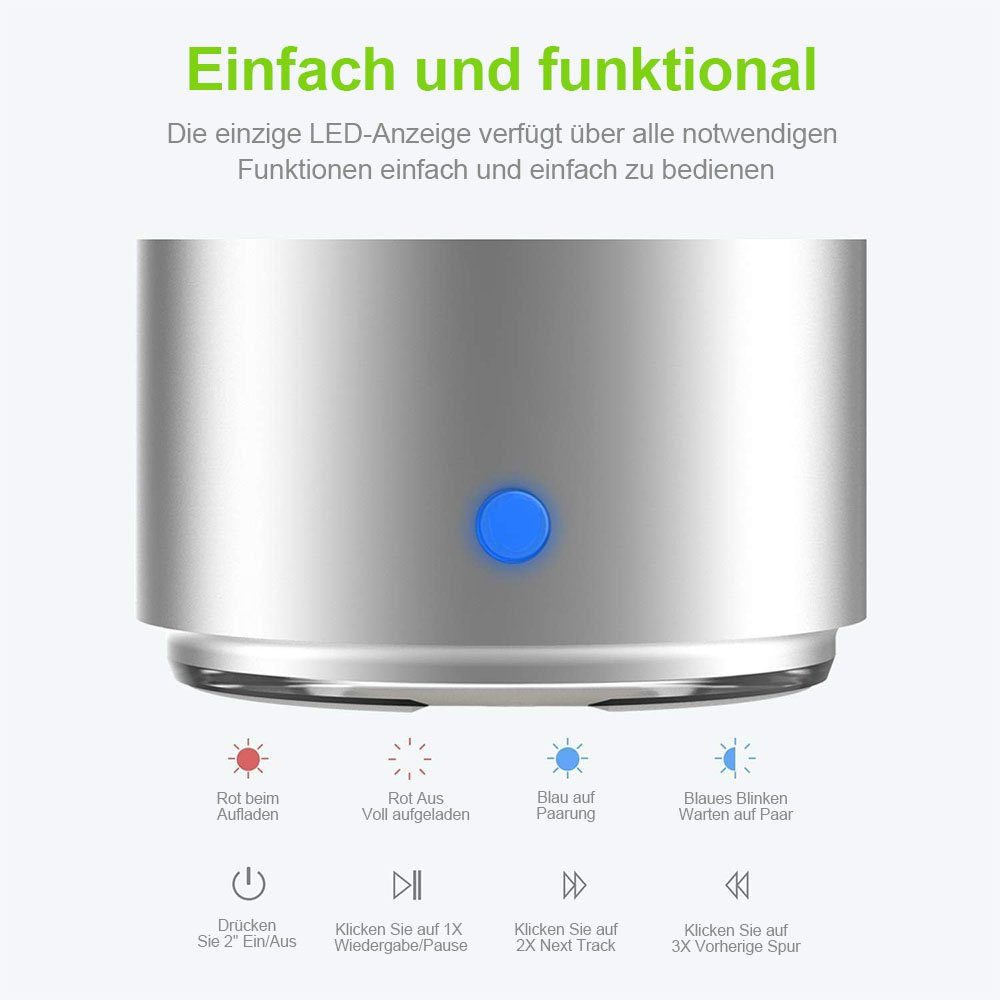 TUABUR Mini-Wireless-Bluetooth-Lautsprecher im Kofferpaket grau Bluetooth-Lautsprecher