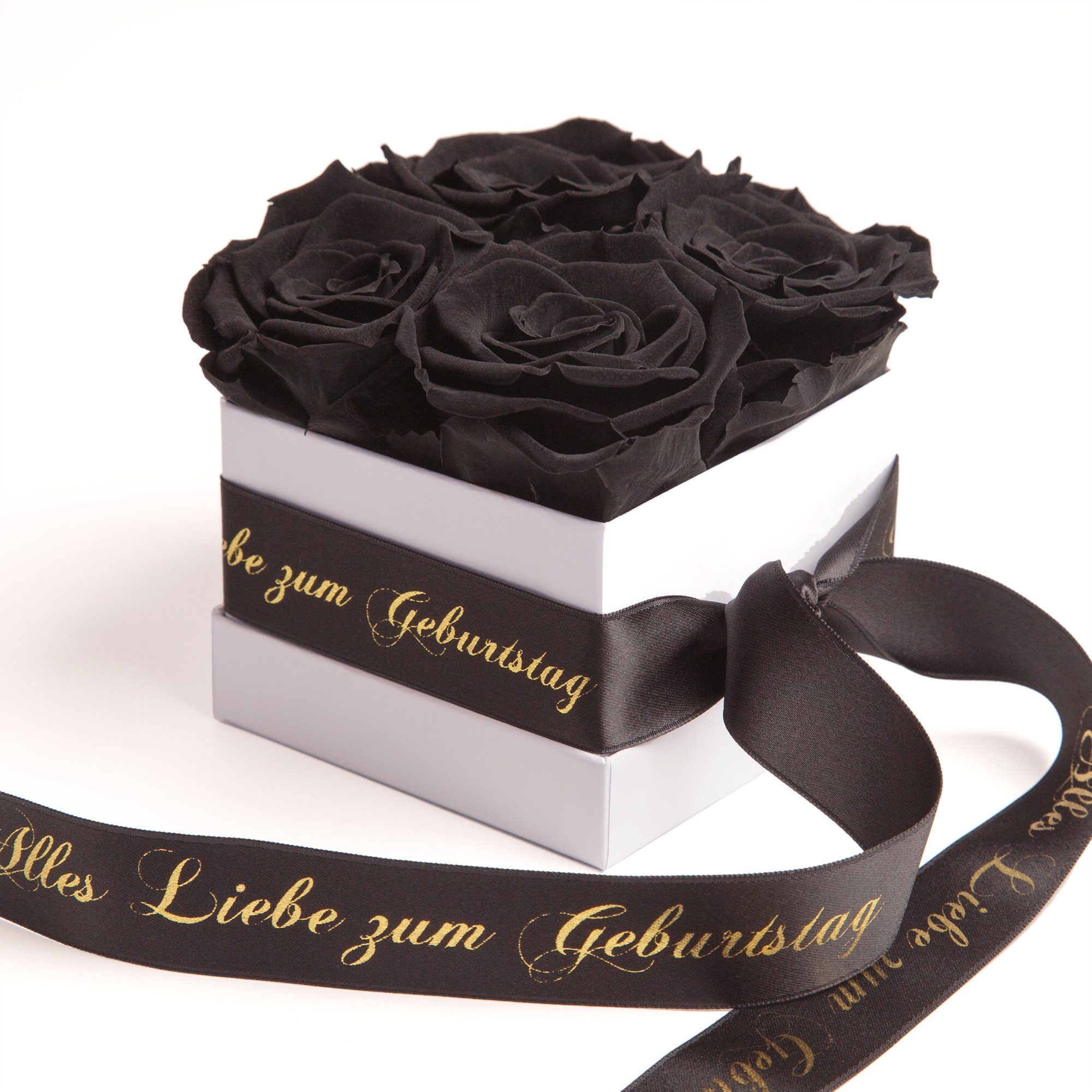 ROSEMARIE SCHULZ Heidelberg Dekoobjekt Infinity Rosenbox Alles Liebe zum Geburtstag Blumen Geschenk, Echte Rose haltbar bis zu 3 Jahre schwarz