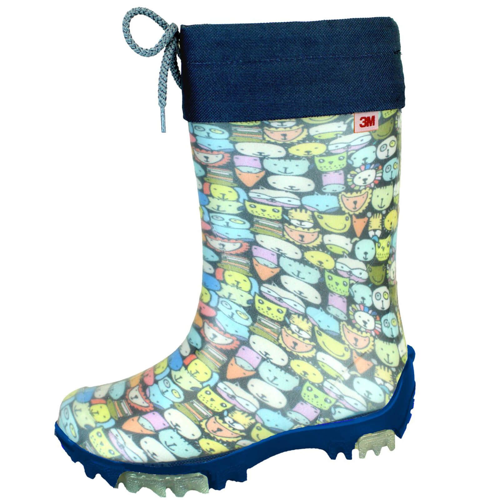 Bockstiegel Gummistiefel Kinder Regenstiefel Leon Transparent - Innenstrumpf Tierköpfe-Print