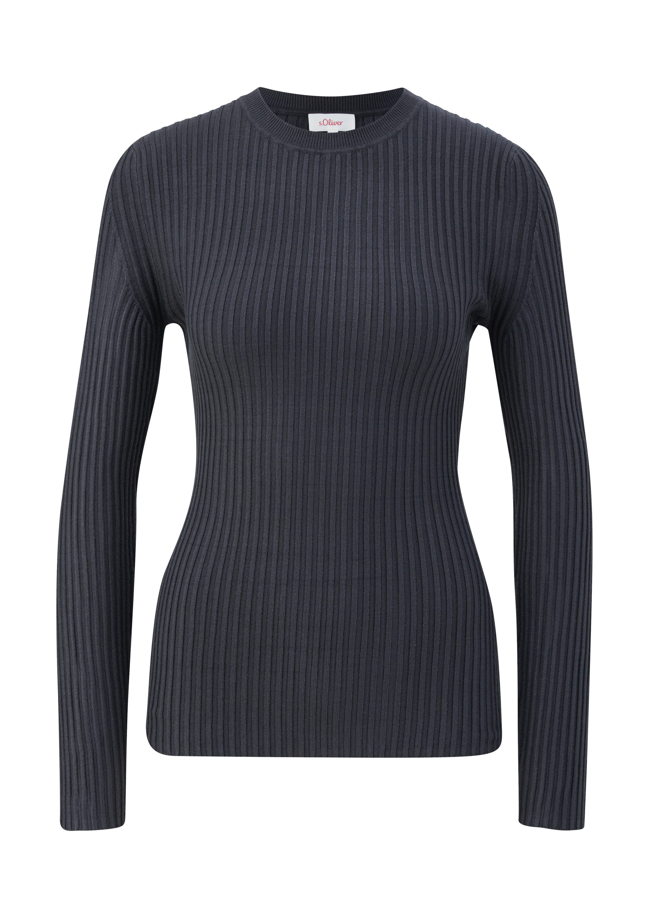 s.Oliver Longpullover Strickpullover Rippstrickpullover aus Viskosemix
