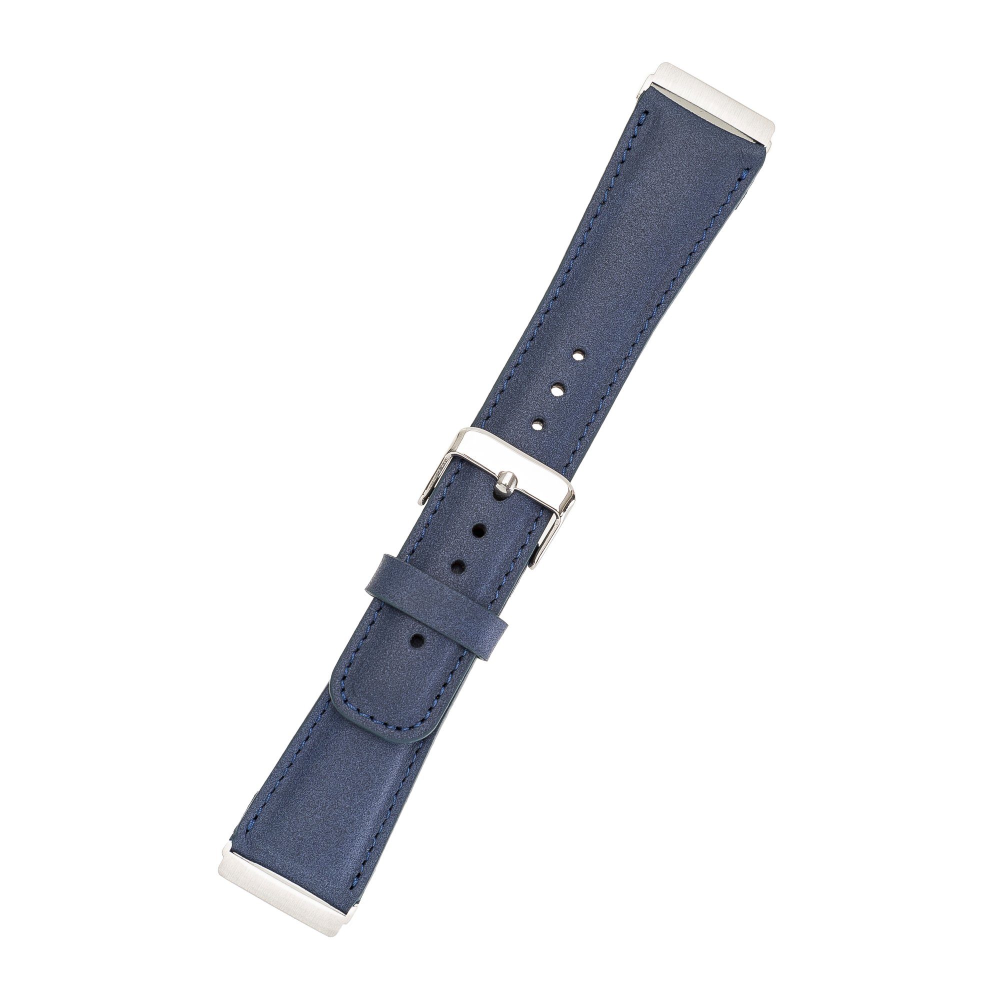 Renna Leather Echtes Leder 3 Matt / 4 Versa 2 Armband / Smartwatch-Armband Fitbit Ersatzarmband & Blau Sense