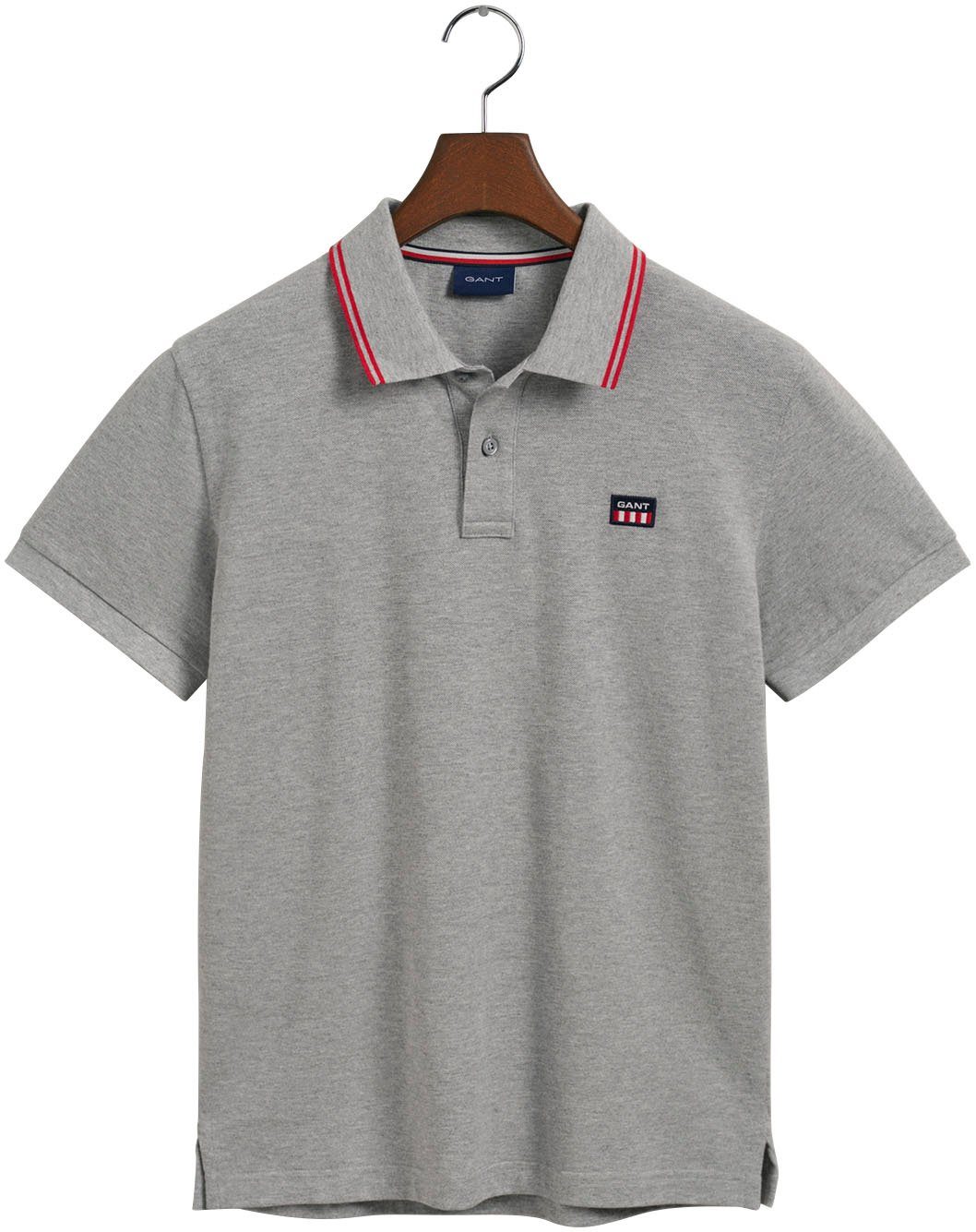 Gant Poloshirt Piqué Poloshirt mit Kontrastkragen grau