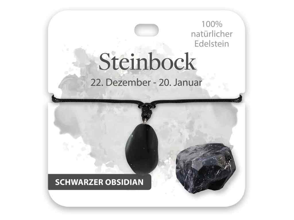 bb Klostermann Kette mit Anhänger BB Klostermann Edelstein Kette Schwarzer Obsidian Steinbock