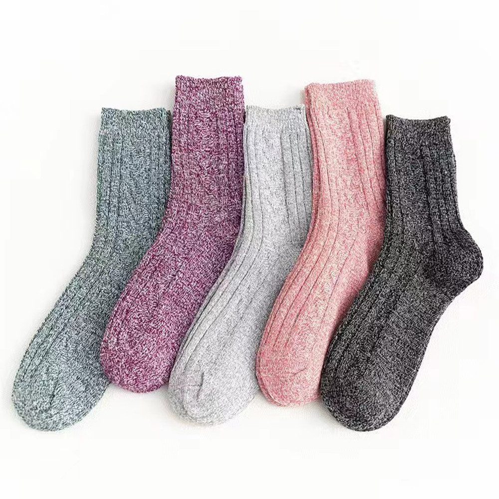 Coonoor Thermosocken 5 Paar Damen Wollsocken, Winter Warme Socken,Dicke Stricksocken 34-40