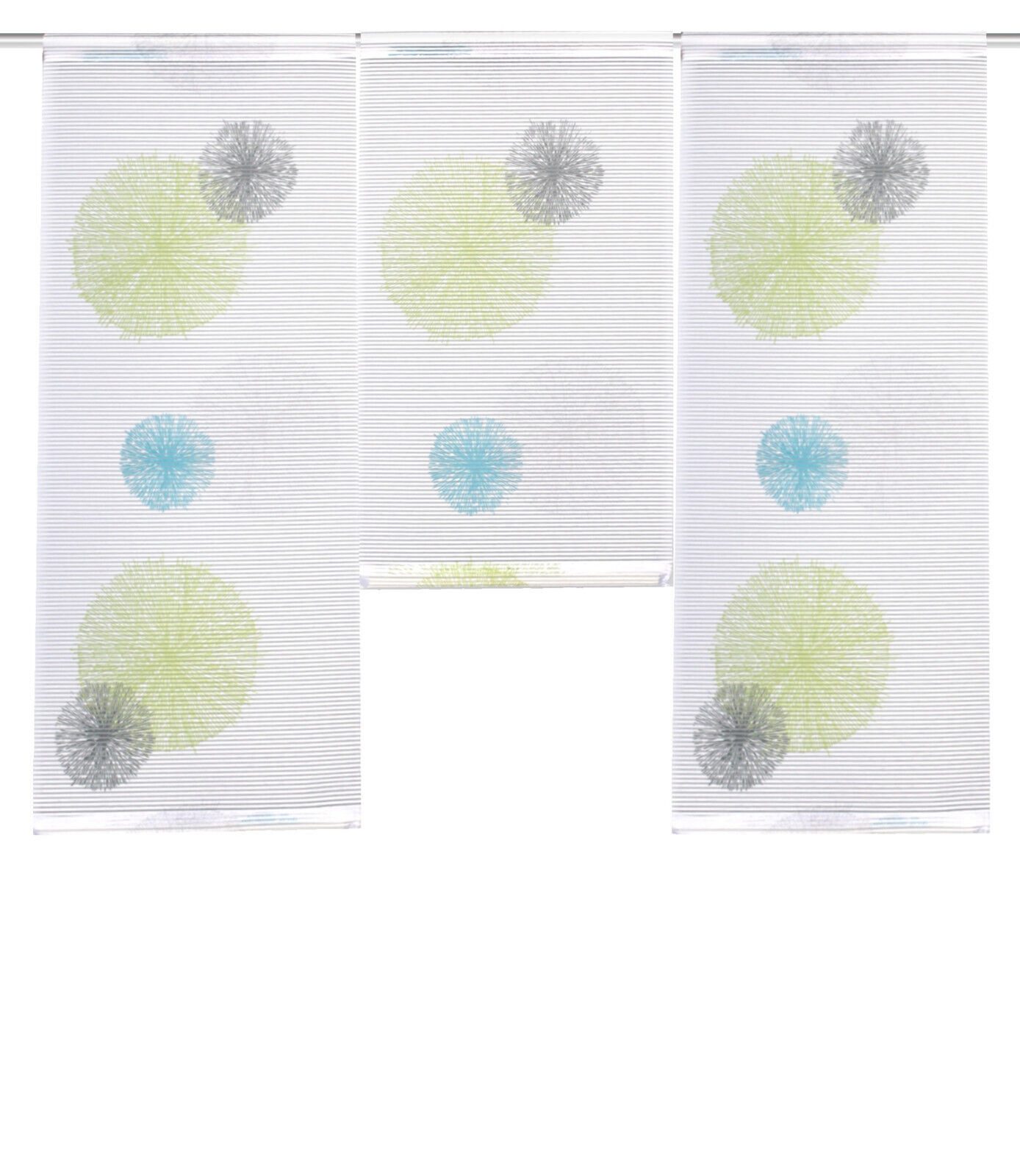 HOME WOHNIDEEN Scheibengardine 3-teiliges Mini Flächenvorhang Set Rawlins grün blau Scheibengardine (3 St), Stangendurchzug, halbtransparent