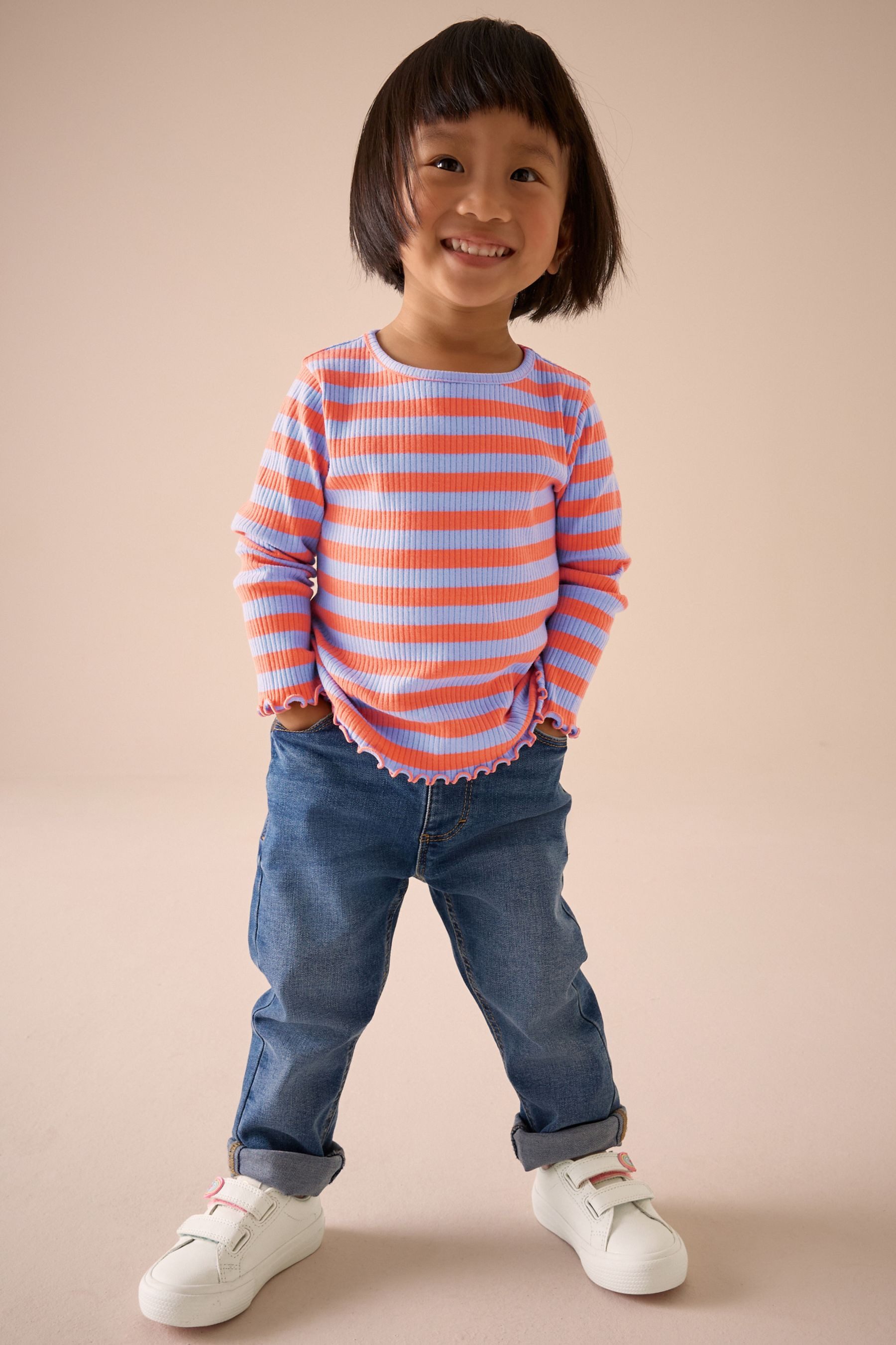 Next Leggings Geripptes Langarm-T-Shirt (1-tlg)