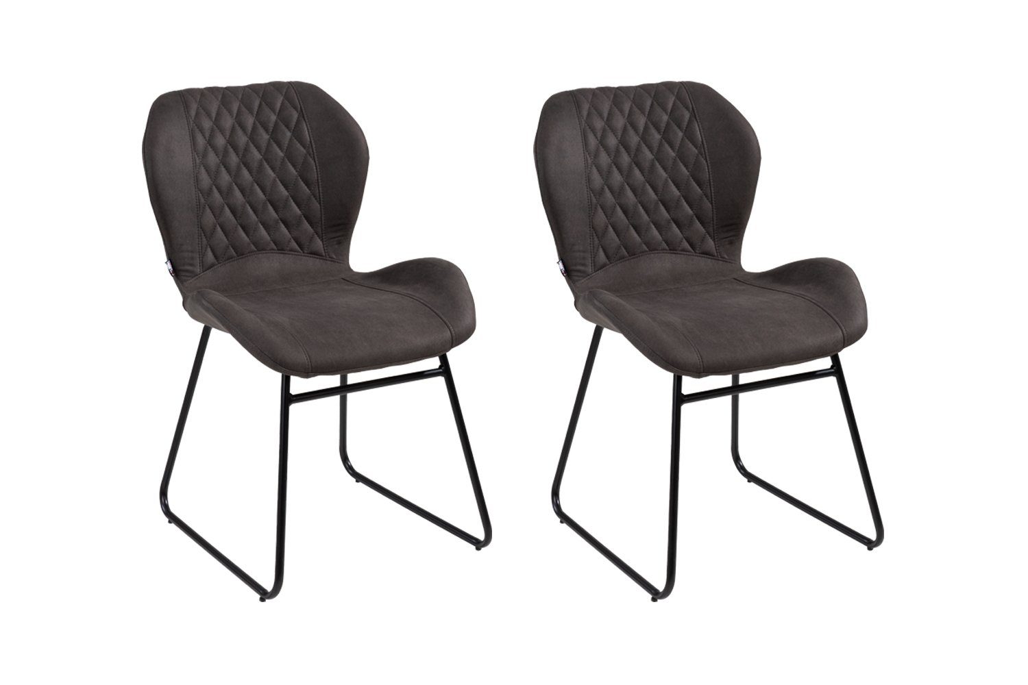 Home4You Polsterstuhl, 2er Set, Anthrazit, schwarzes günstig online kaufen