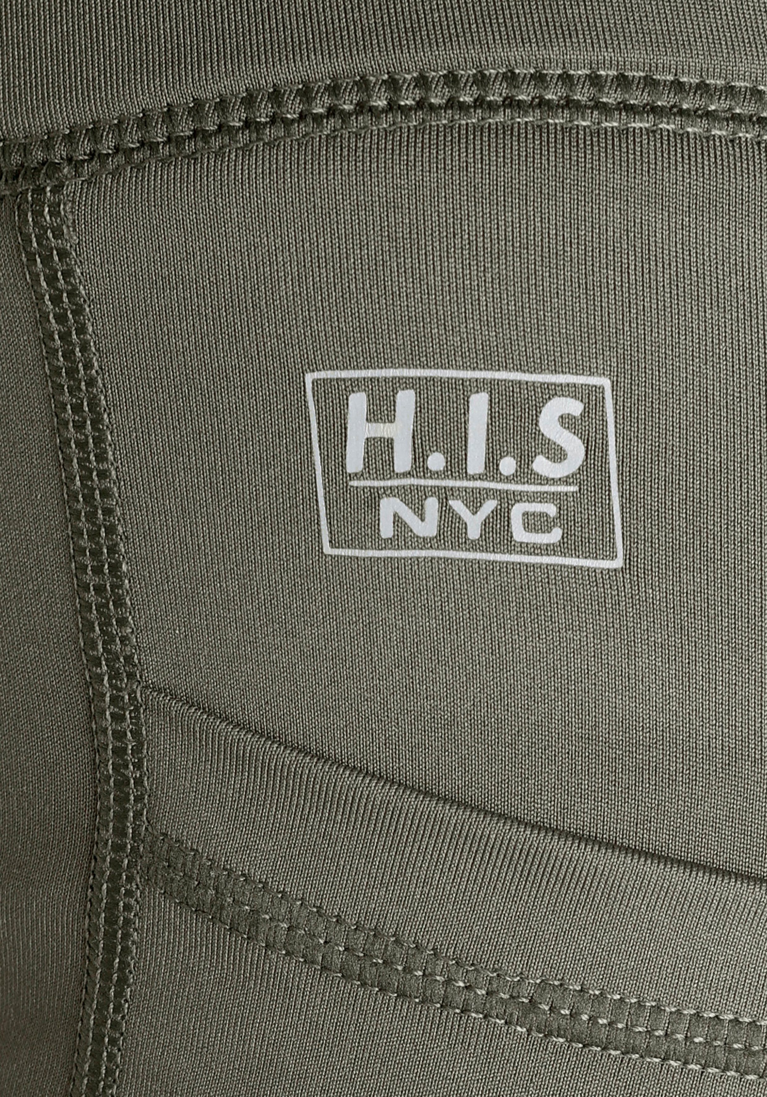 H.I.S Funktionshose mit khaki Handy-Taschen seitlichen