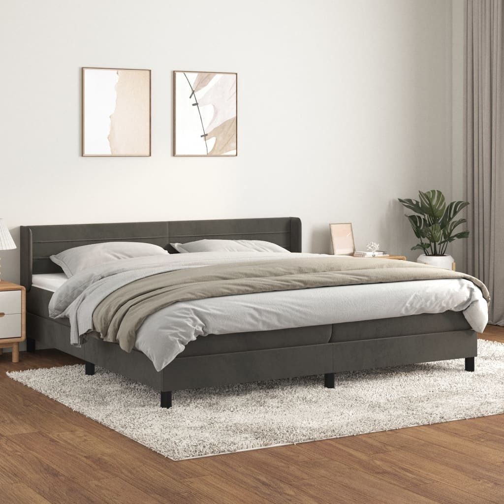 vidaXL Boxspringbett Boxspringbett mit Matratze Dunkelgrau 200x200 cm Samt günstig online kaufen