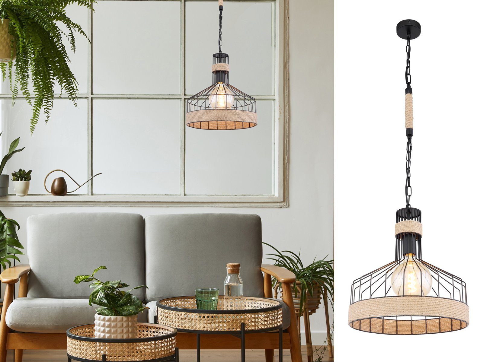 meineWunschleuchte LED Wandleuchte, LED wechselbar, warmweiß, innen  ausgefallene Designer-lampen Treppenhaus Industrial Style H 46cm