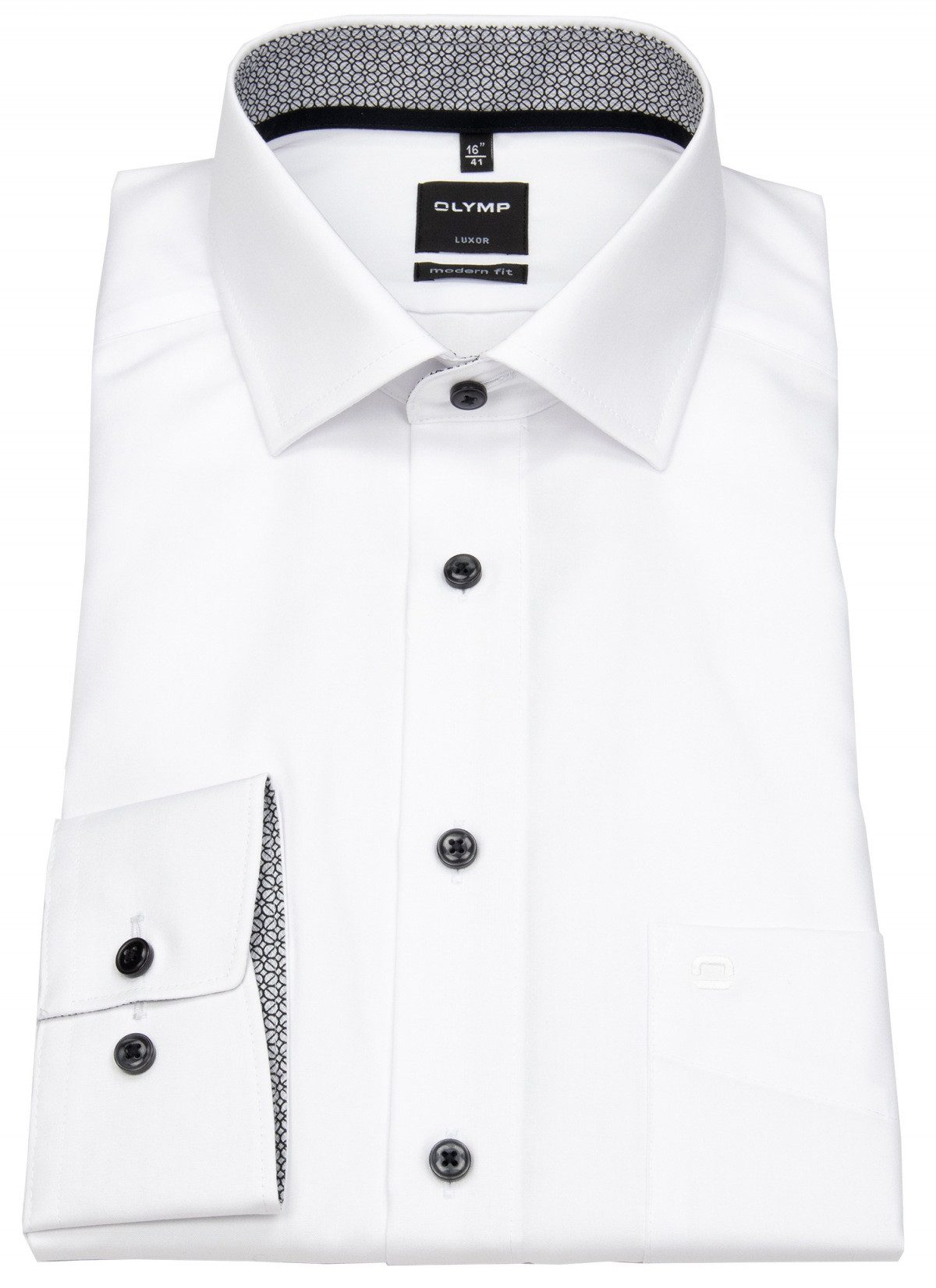 OLYMP Businesshemd Modern Fit leicht tailliert bügelfrei Kentkragen